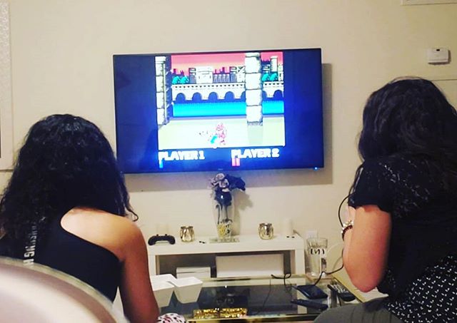 Reliving my childhood with my amazing sister @rose.gammaray ️ #doubledragon #Abobo #NES